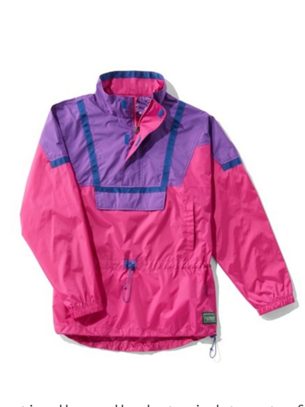 L.L. Bean Colorblock Anorak Windbreaker Jacket Hooded Pullover 1/4 Zip Pink